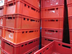 red plastic crate
